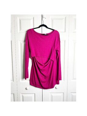 NOM Maternity Sia Pink Knit Long Sleeve Sweater Tunic Women's Size Large L
